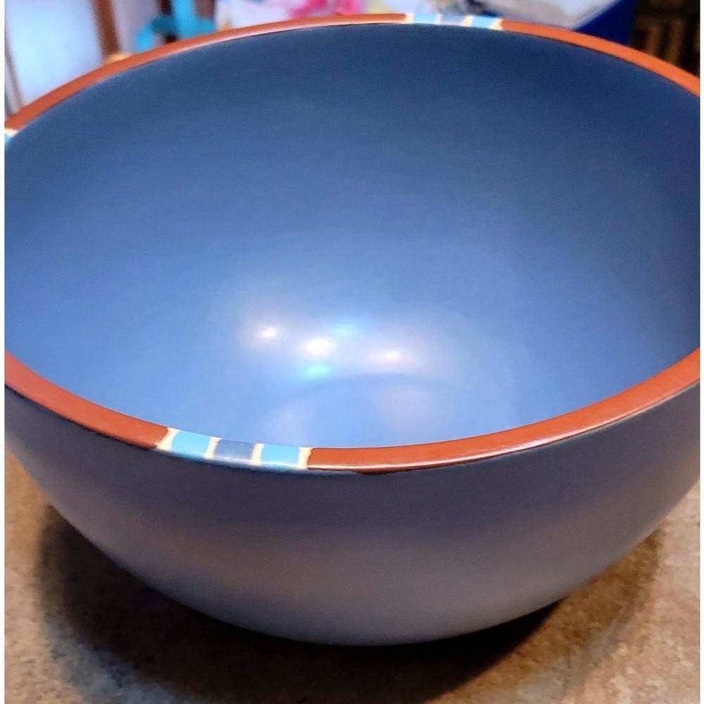 Dansk Mesa Sky Blue 8 in Mixing Stoneware Portugal Matte Terracotta Rim Tile